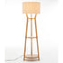 168cm Large Bamboo Wooden Tripod Floor Lamp Light Modern Linen Shade w Shelves