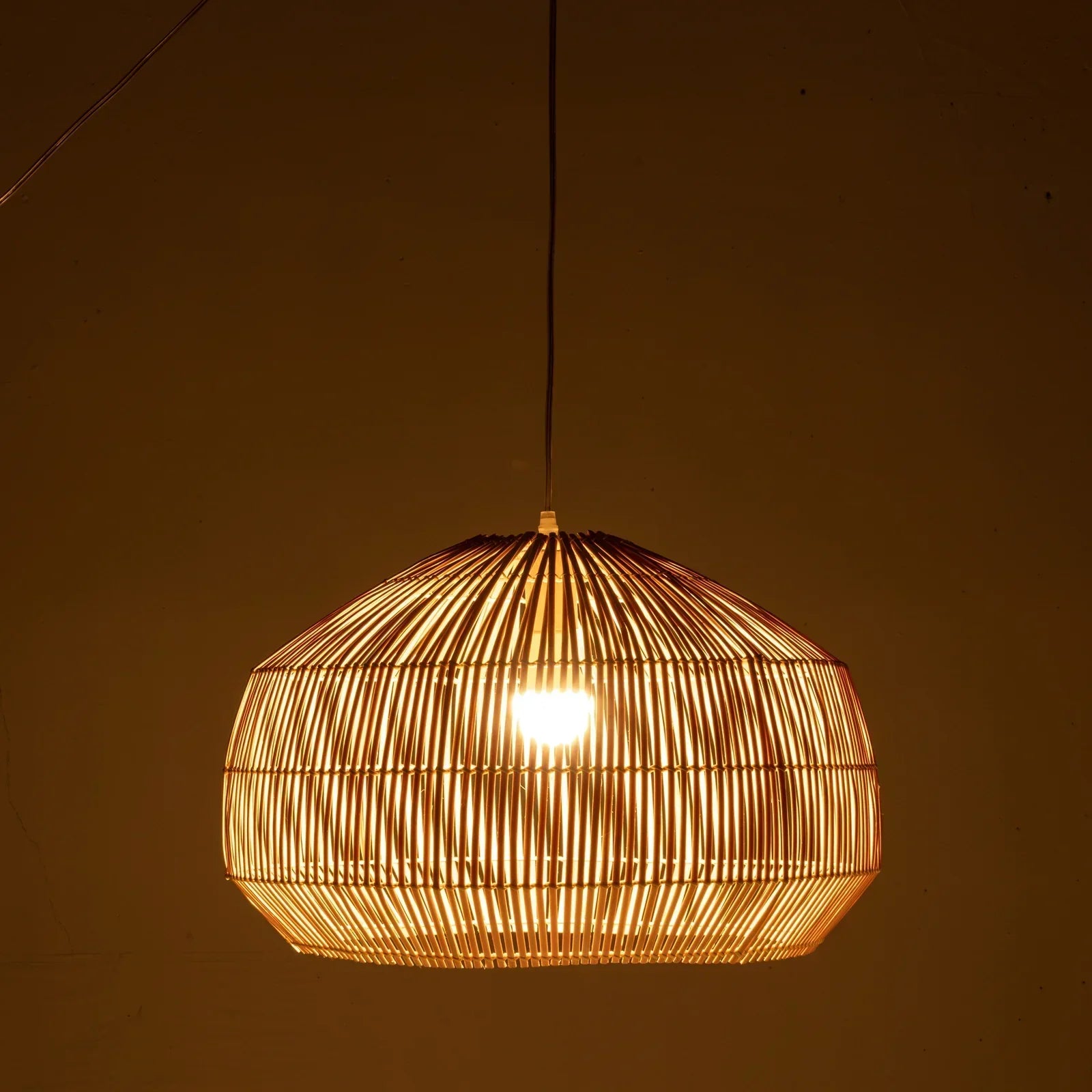 Solara Sphere Natural Hand-Woven Bamboo Cage Pendant Lamp Light