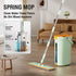 Premium Microfiber Flat Mop Bucket Set w/ Clean & Dirty Water Separation 360 Degree - Light Green