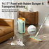 Premium Microfiber Flat Mop Bucket Set w/ Clean & Dirty Water Separation 360 Degree - Light Green
