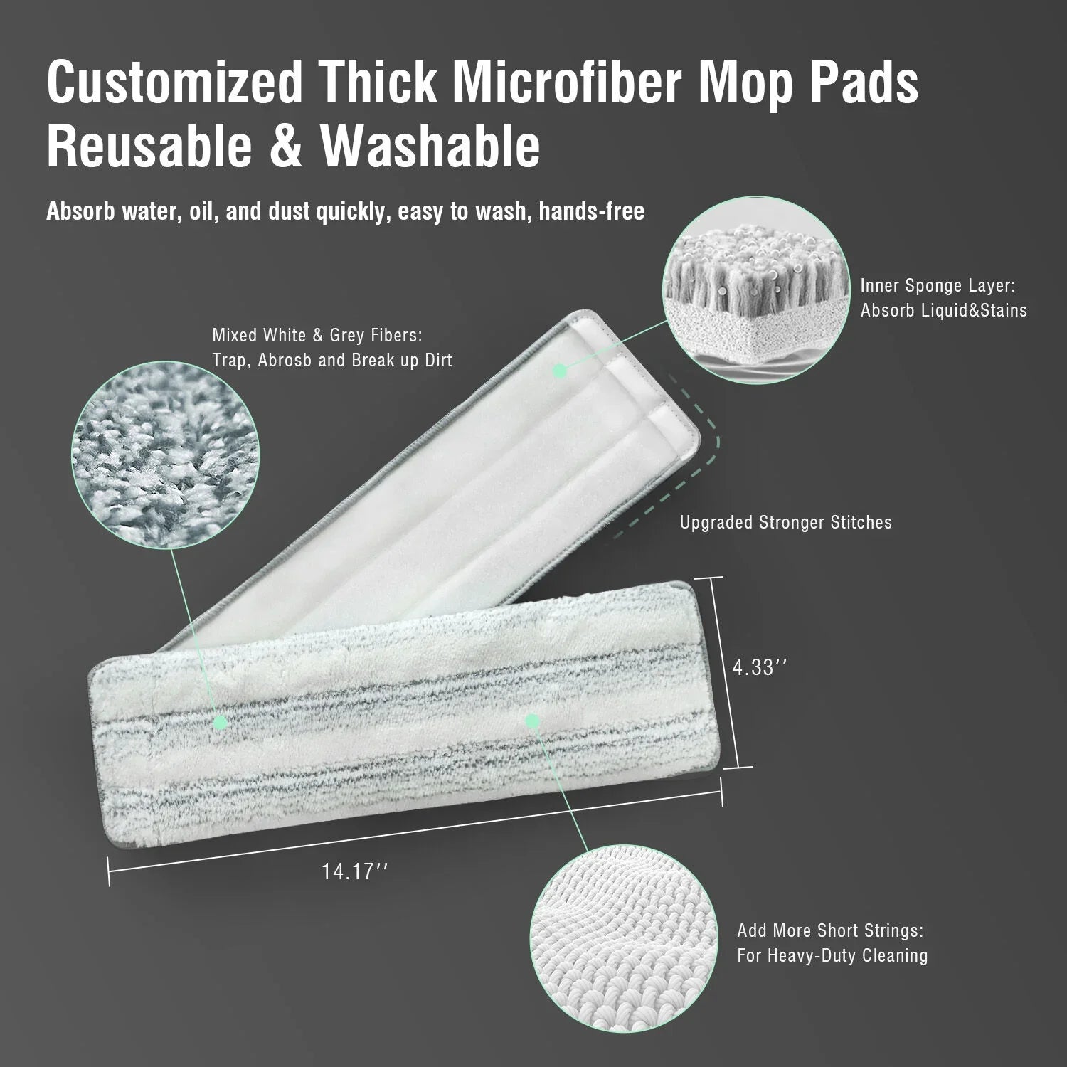 Premium Microfiber Flat Mop Bucket Set w/ Clean & Dirty Water Separation 360 Degree - Light Green