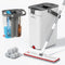 Premium Microfiber Flat Mop Bucket Set w/ Clean & Dirty Water Separation 360 Degree - White