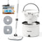Premium Microfiber Round Mop Bucket Set w/ Clean & Dirty Water Separation 360 Degree - White