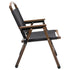 Bamboo Canvas Foldable Outdoor Camping Chair Wooden Travel Picnic Park - Black