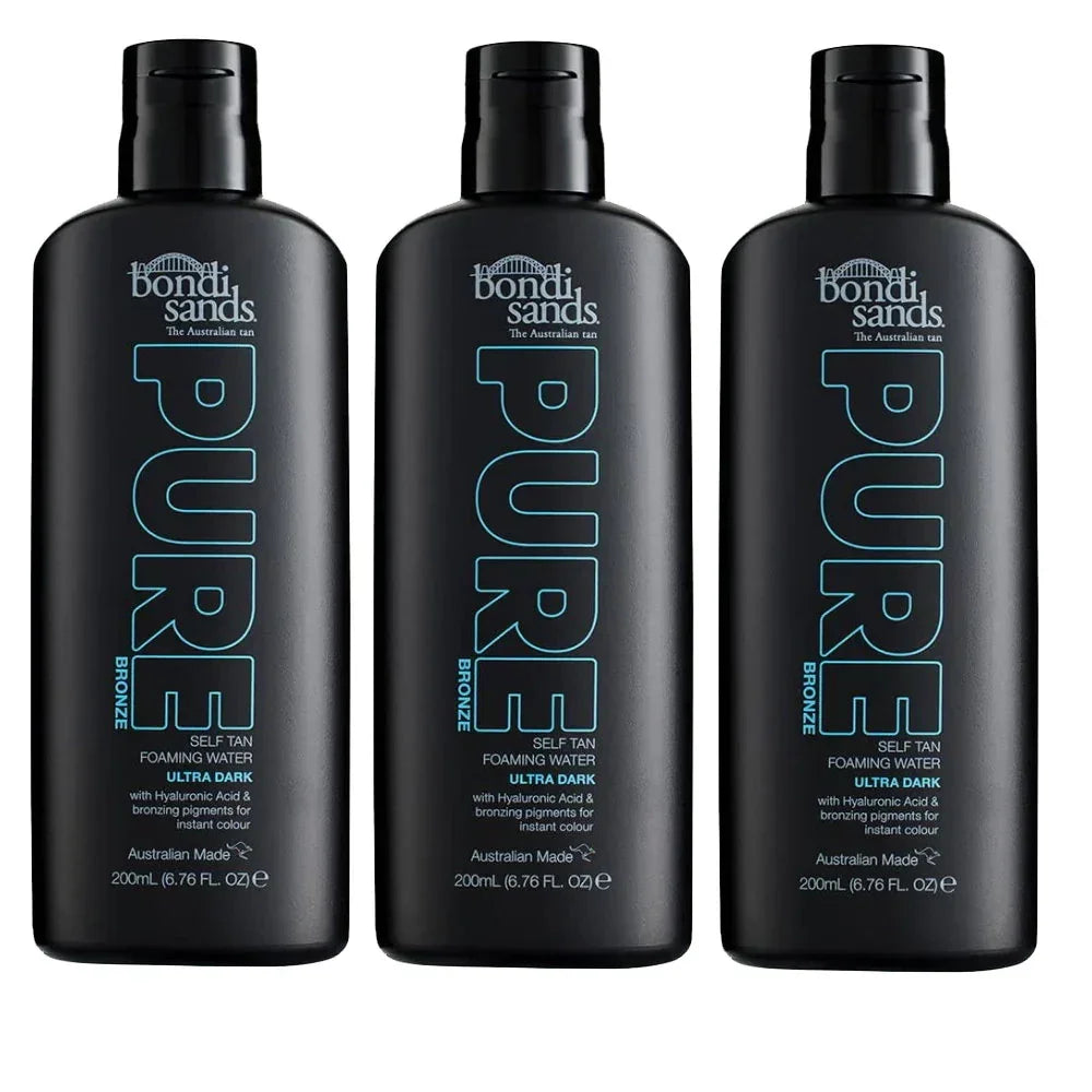 3x  200ml Pure Bronze Self Tan Tanning Foaming Water Ultra Dark