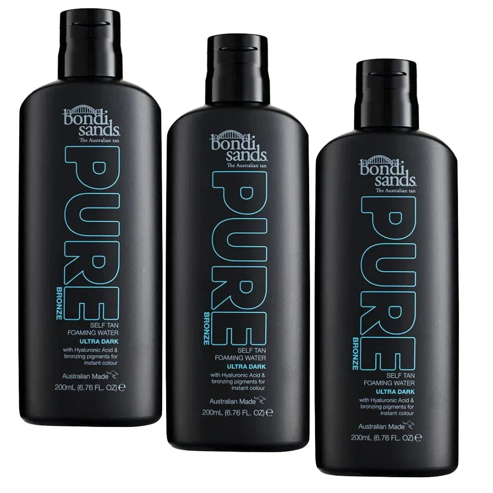 3x  200ml Pure Bronze Self Tan Tanning Foaming Water Ultra Dark