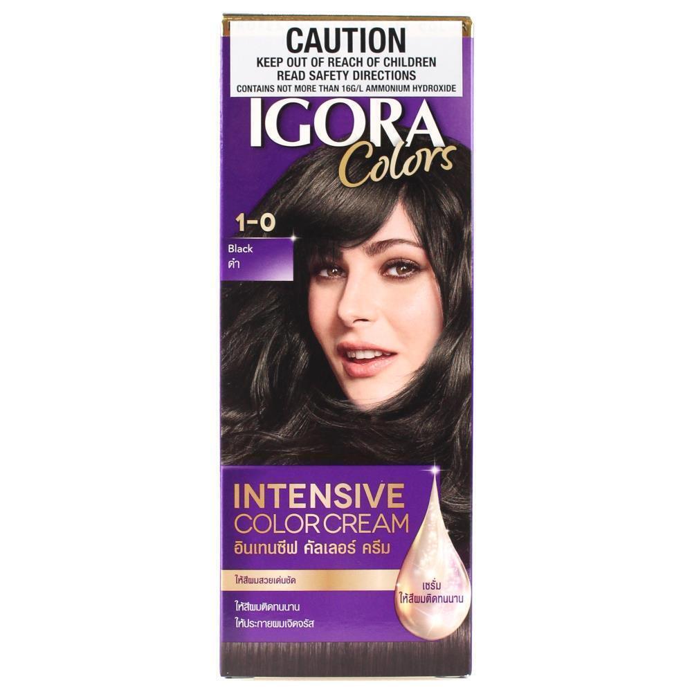 IGORA INTENSIVE COLOUR CREAM PERMANENT HAIR COLOUR BLACK 1-0