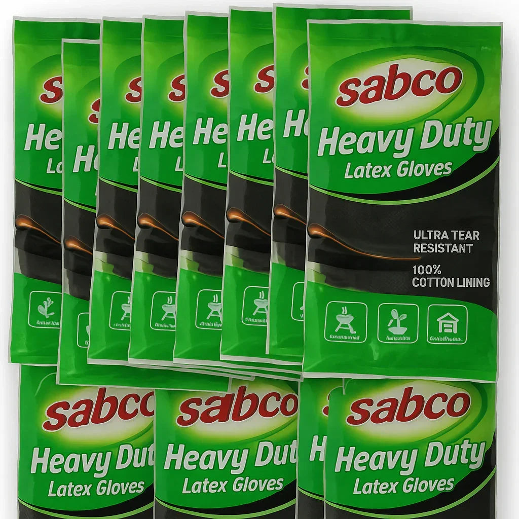 12 Pairs  Heavy Duty Latex Gloves w/ Cotton Lining - Large Size