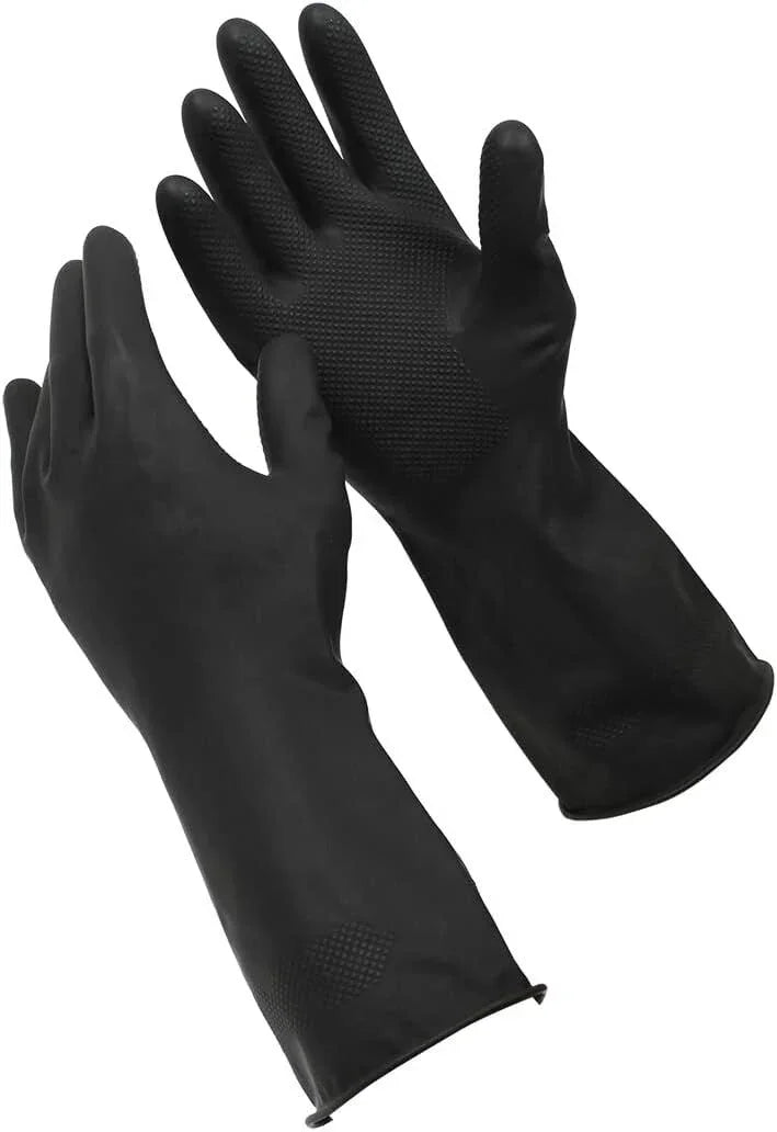 12 Pairs  Heavy Duty Latex Gloves w/ Cotton Lining - Large Size