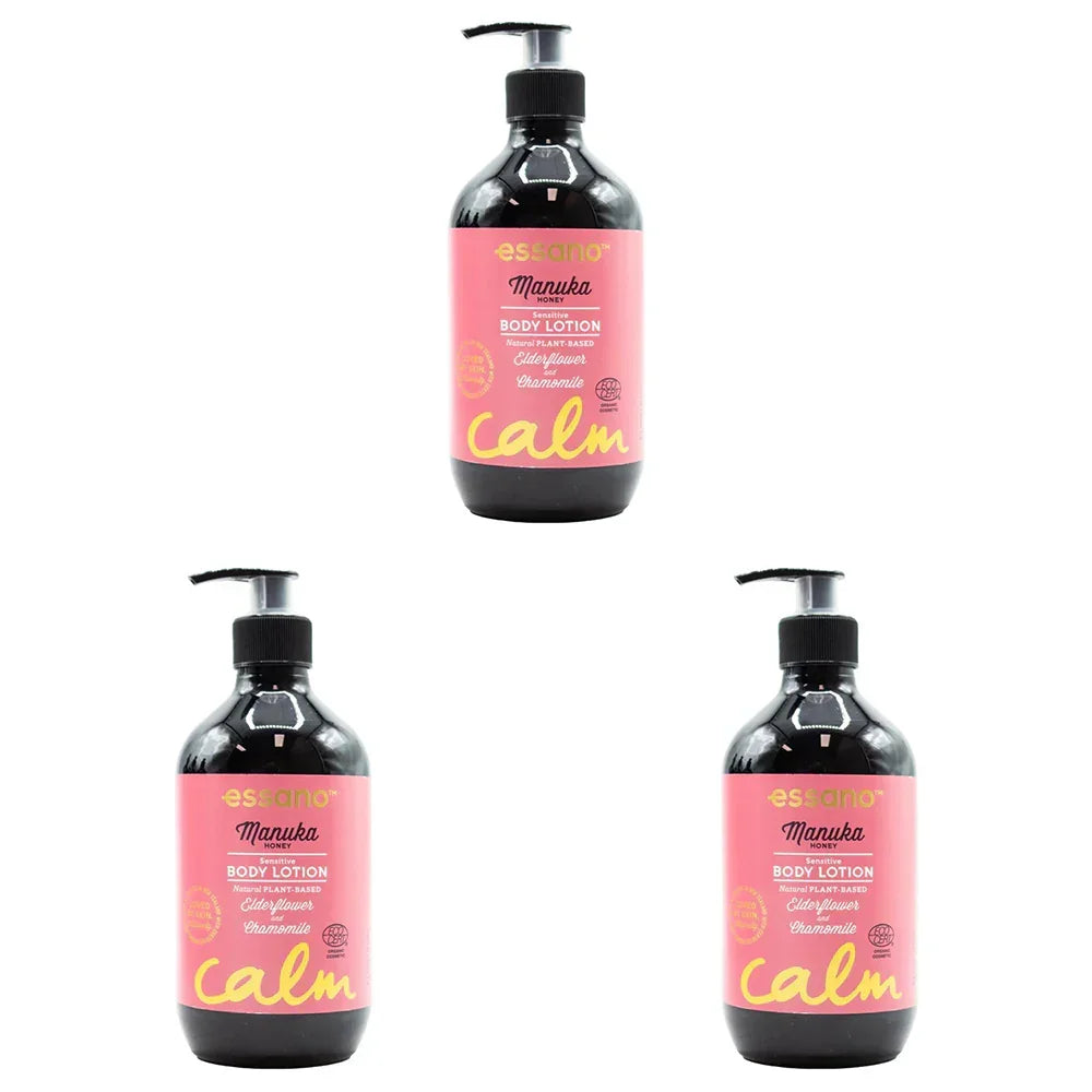 3x  400ml Manuka Honey Sensitive Body Lotion Moisturiser