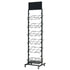 12 Tier Placemat Brochure Magazine Newspaper Display Rack Storage Stand on Wheels - Black Frame