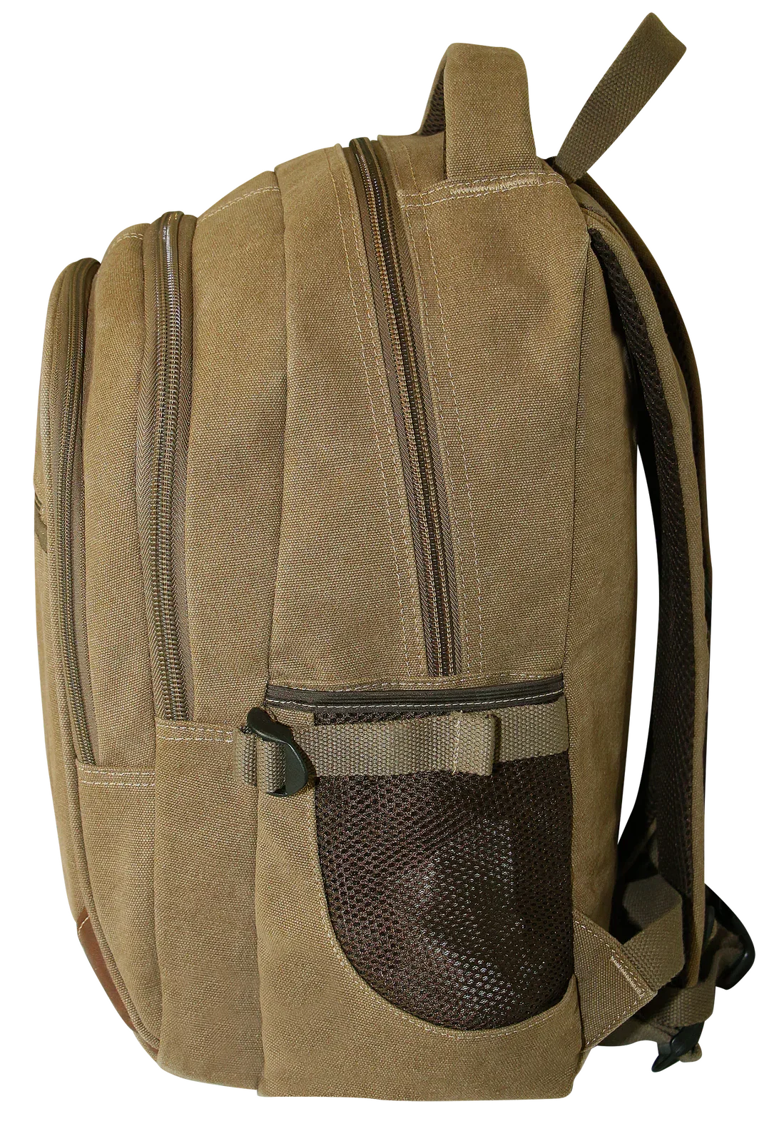Washed Canvas Backpack Bag in Khaki