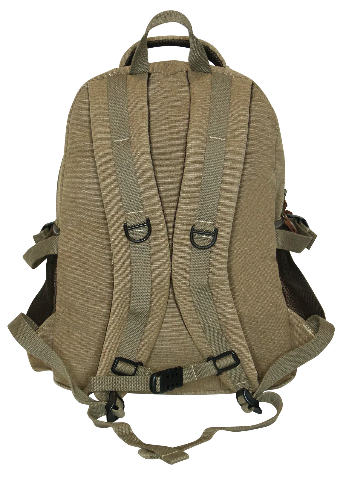 Washed Canvas Backpack Bag in Khaki