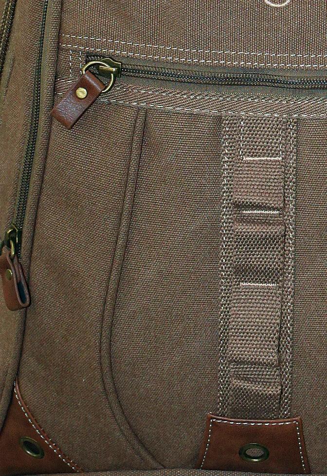 Washed Canvas Backpack Bag in Khaki