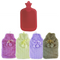 2L HOT WATER BOTTLE with Hearts Fleece Cover Winter Warm Natural Rubber Bag