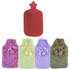 2L HOT WATER BOTTLE with Hearts Fleece Cover Winter Warm Natural Rubber Bag