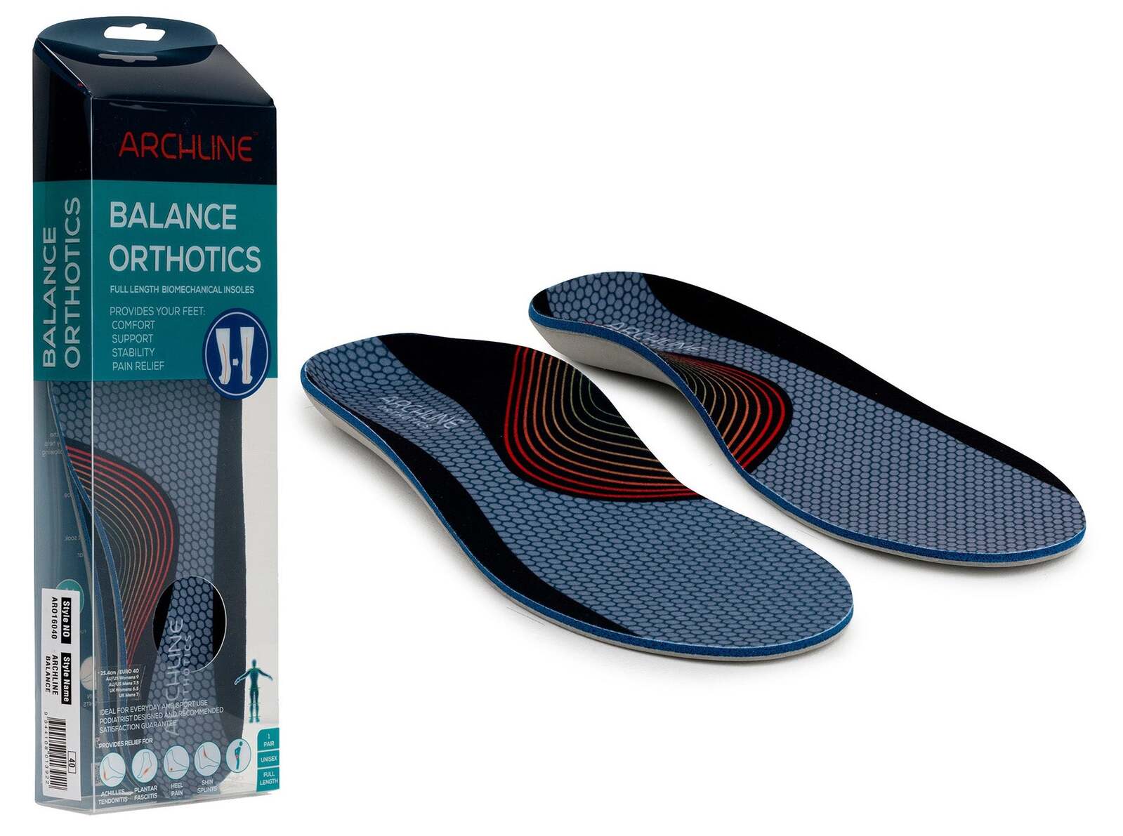 ARCHLINE Orthotics Insoles Balance Full Length Arch Support Pain Relief - EUR 41