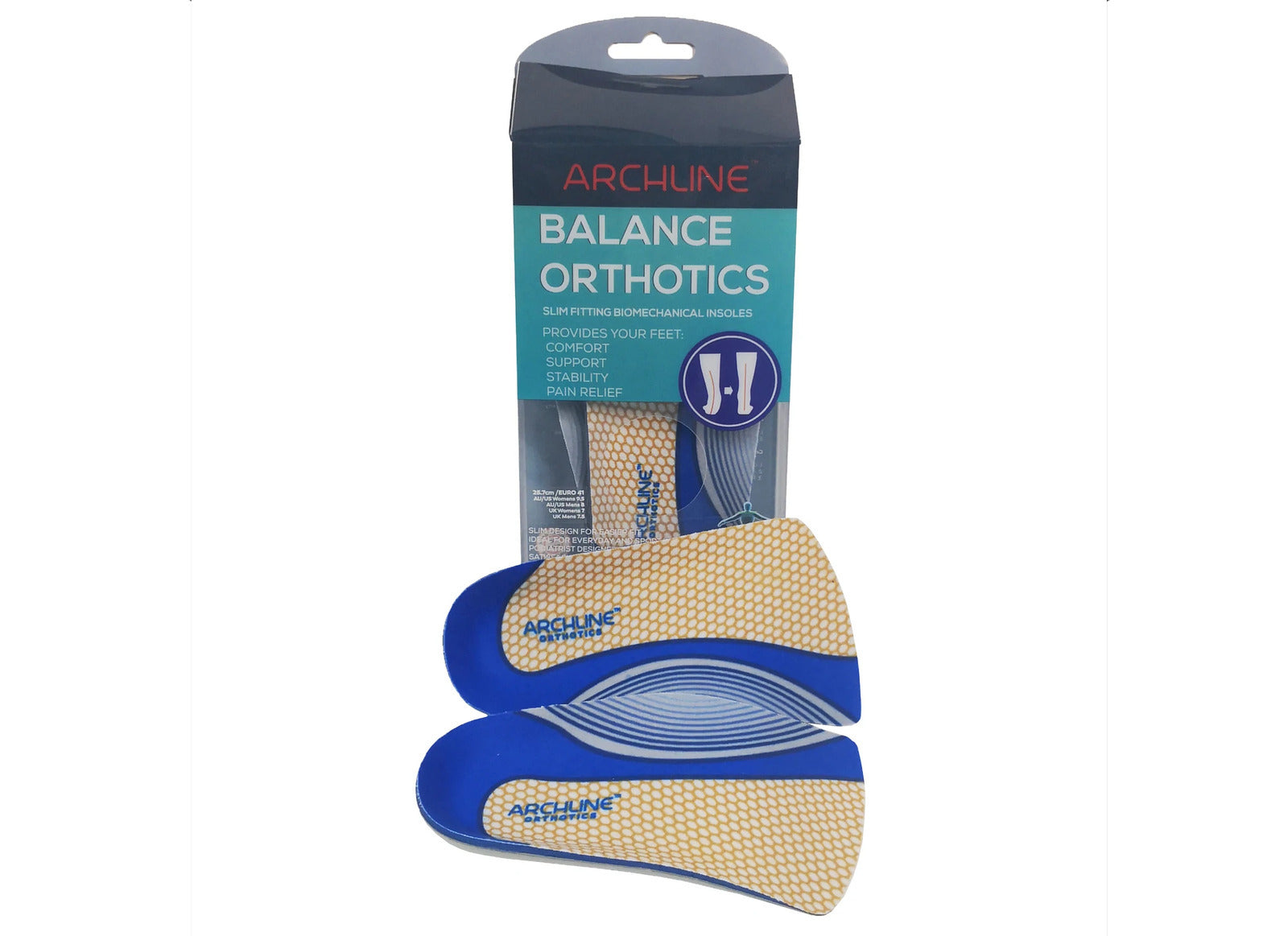 3/4 Slim Orthotics Plantar Fasciitis Insoles Balance Support Relief - EUR 37