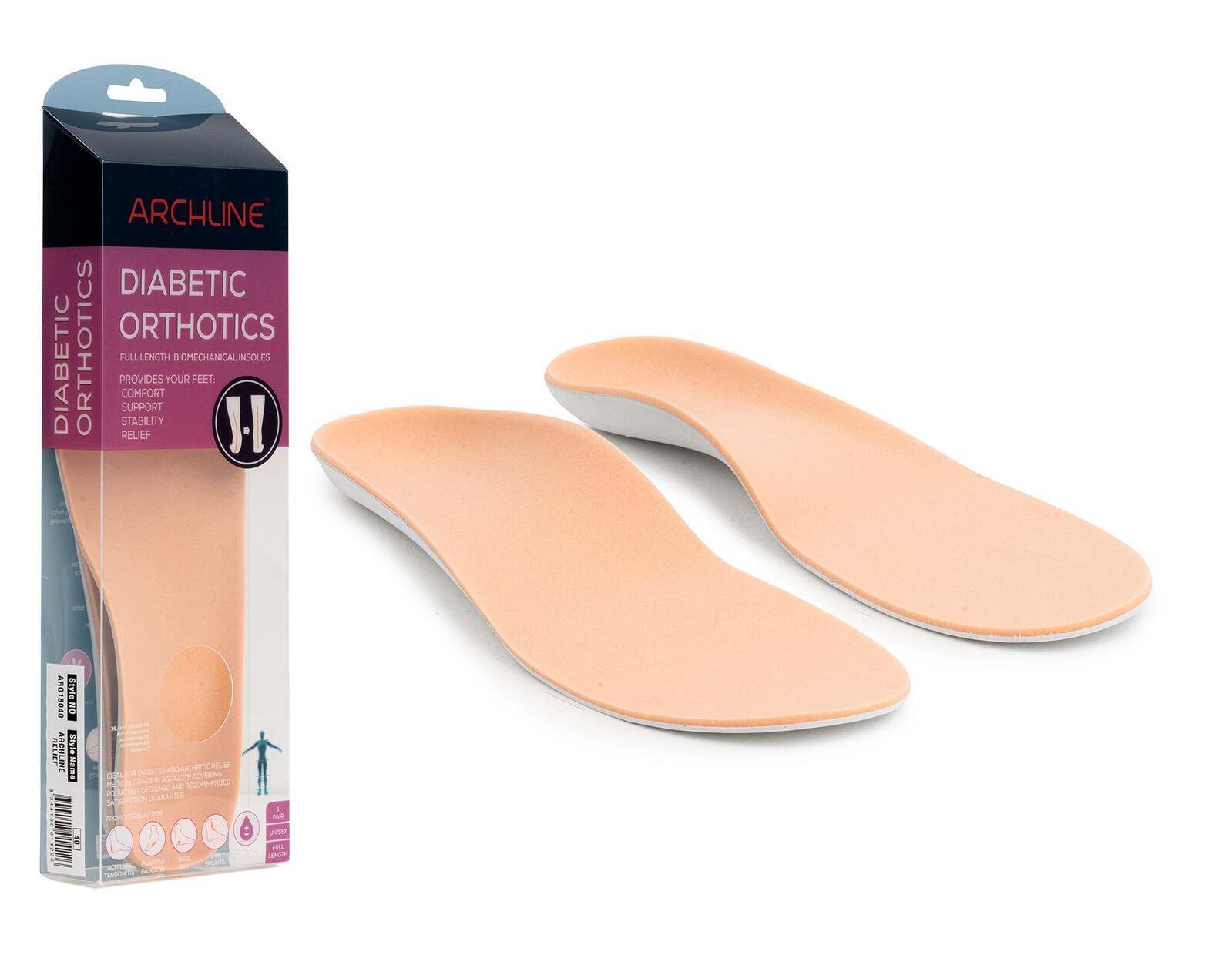 ARCHLINE Insoles Orthotics Full Length Arch Support Diabetics Plantar Fasciitis  - EUR 37