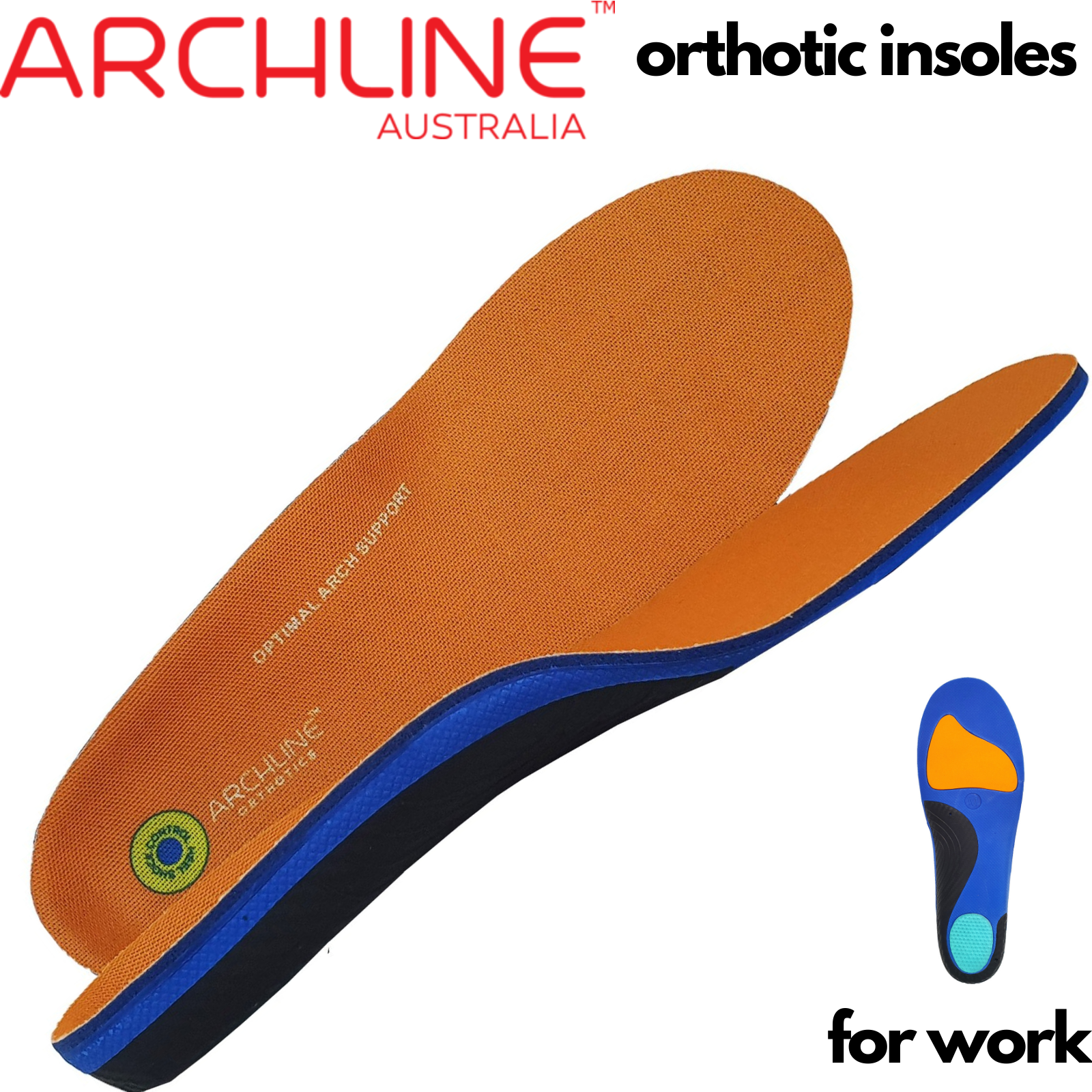 Archline Active Orthotics Full Length Arch Support Pain Relief Insoles - For Work - L (EU 43-44)