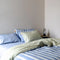 100% Cotton Duvet Quilt Cover Set w/ 2 Pillow Cases in Reversible Blue/Green/White Stripe - Single