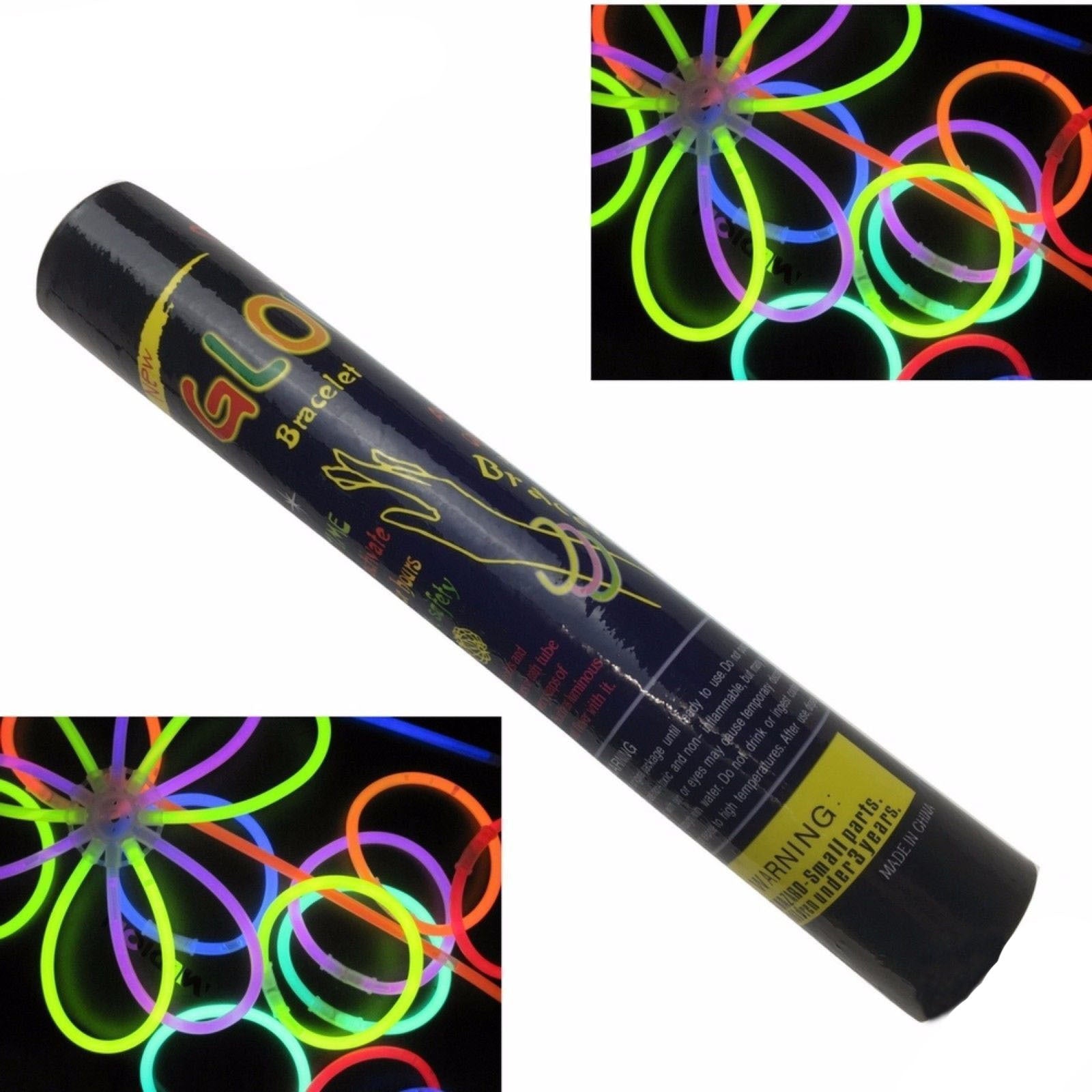 50 GLOW STICKS Party Light Glow In The Dark Rave NECKLACE Disco Bulk