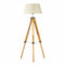 LARGE TRIPOD FLOOR LAMP Linen Shade Modern Light Bamboo Vintage Wooden Retro