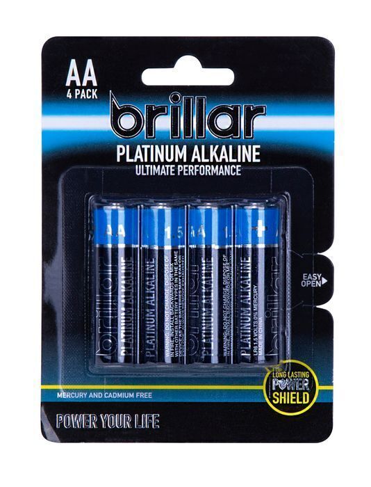 4 Pack LR6 AA Platinum Alkaline Batteries Long Lasting Power Home Office