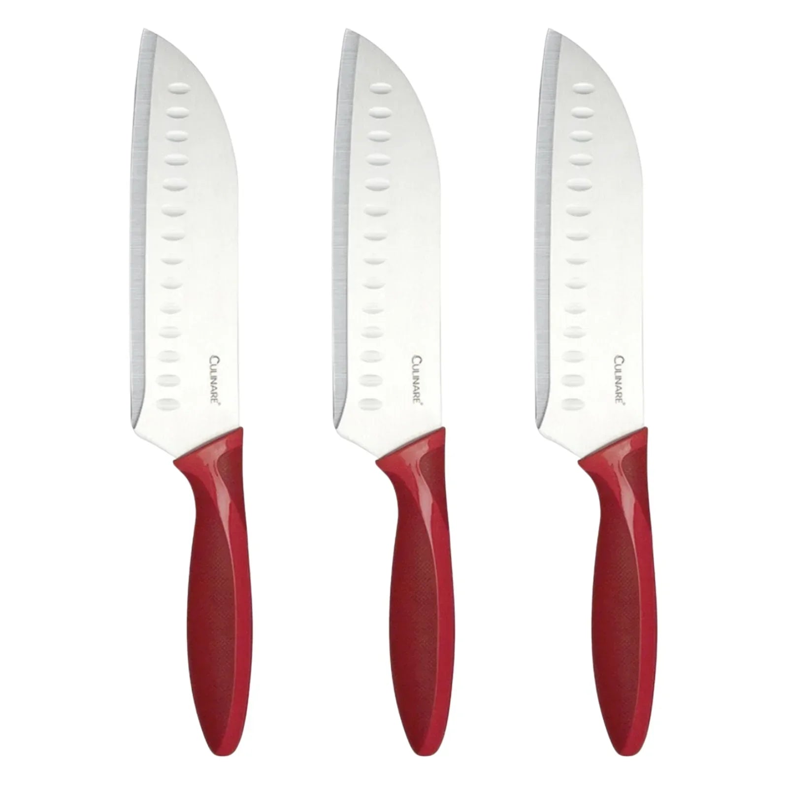 3pc Set 17.5cm  Santoku Knife Chef Cutlery Stainless Steel Kitchen Cutting