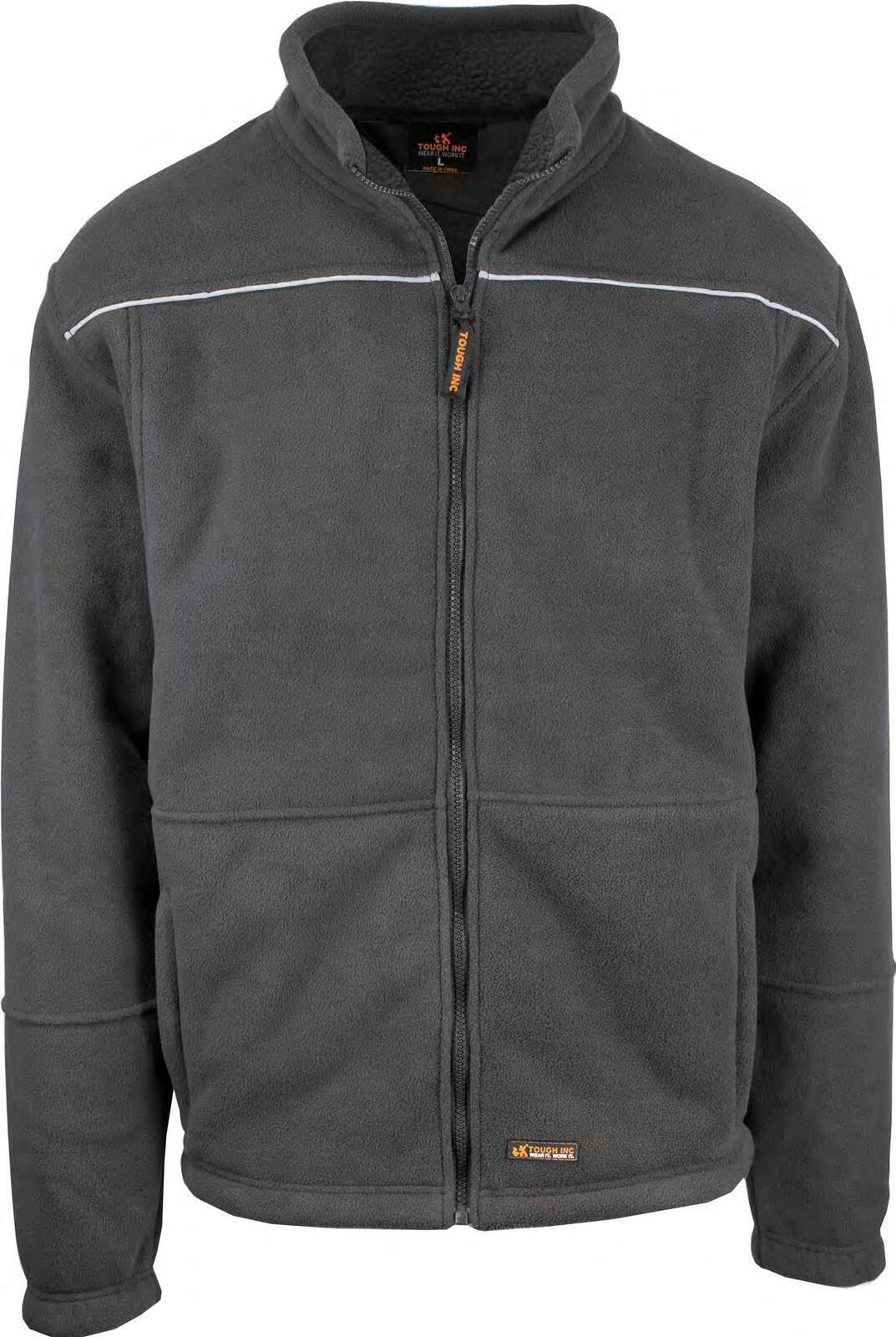 Mens Full Zip Sherpa Polar Fleece Jumper Lined Warm Winter Jacket Pullover - Black - L