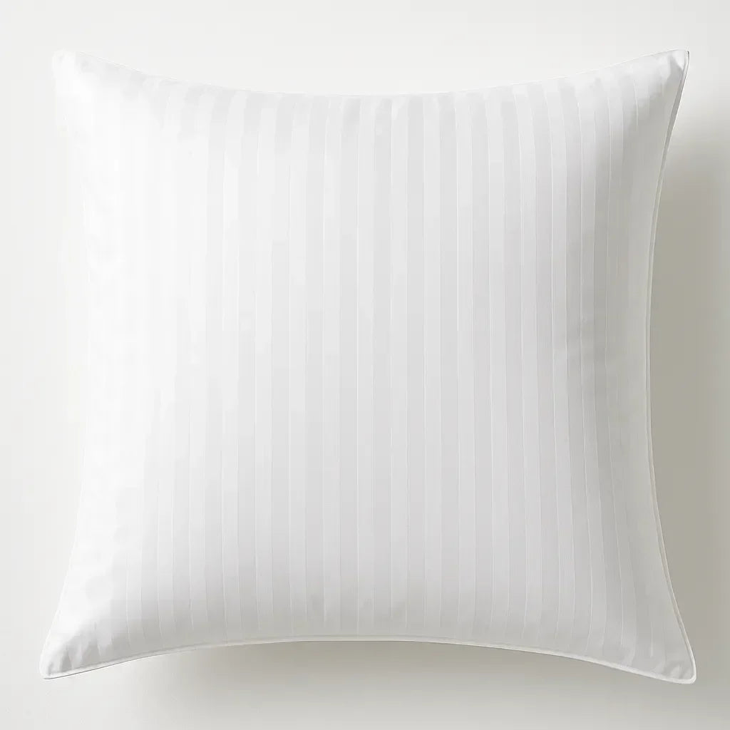 100% Cotton European Pillowcase 400 Thread Count Hotel Quality - Striped White (65x65cm