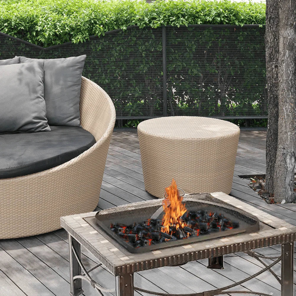 30" Square Slate Tile Fire Pit Outdoor Patio Heater Fireplace
