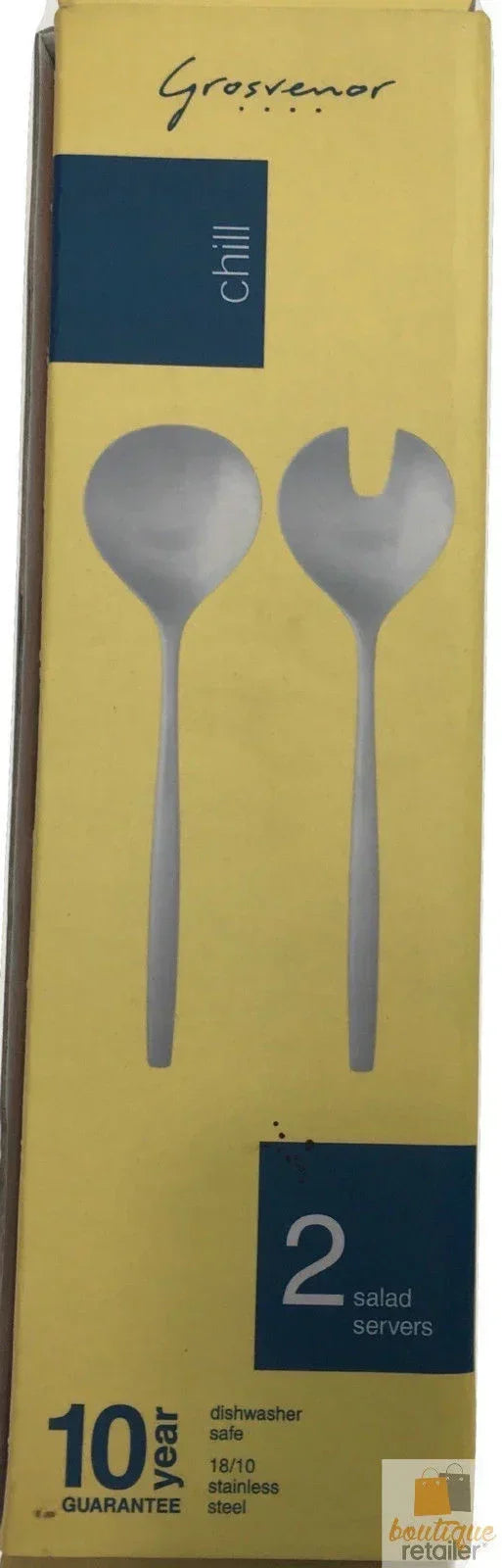 Chill 2 Salad Servers 18/10 Stainless Steel Spoon Fork CHILL2SS