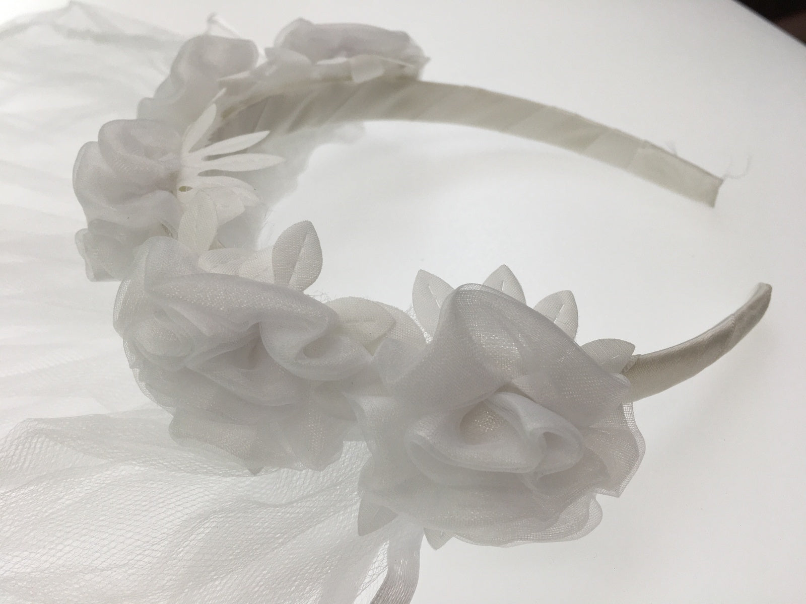 Hen's Party VEIL HEADBAND White Bride To Be Flowers Bridal Shower Bachelorette