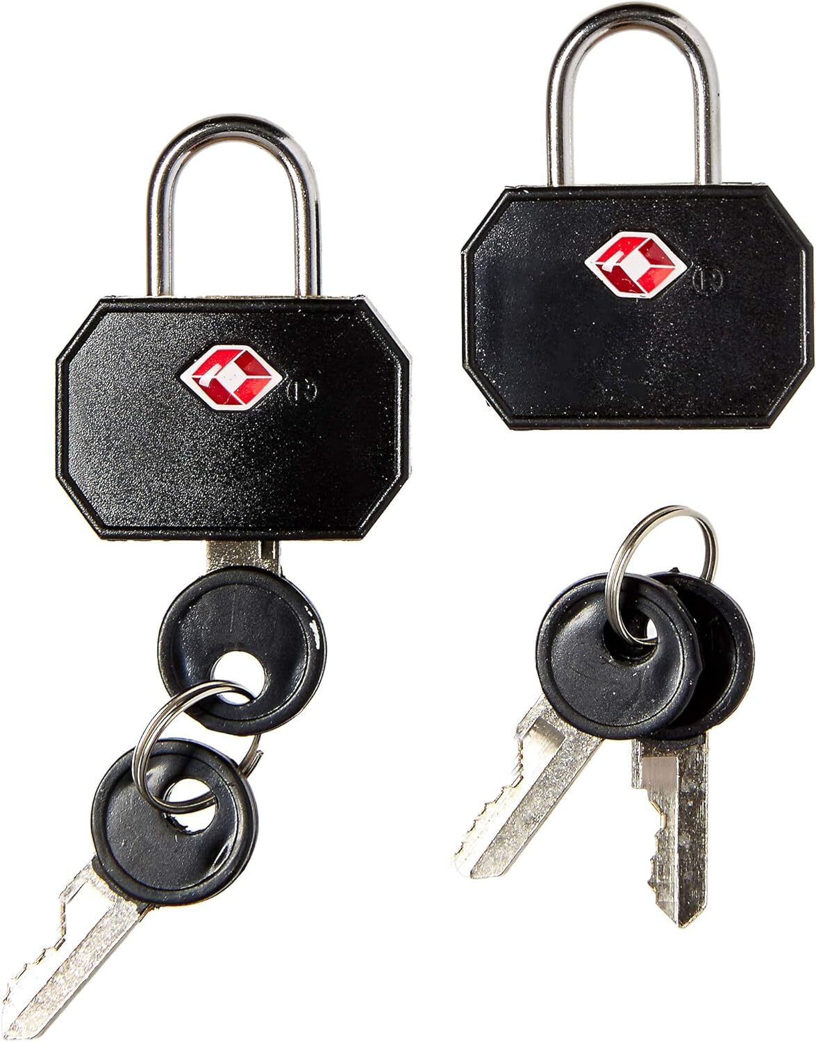 1 Pack of 2  TSA Key Locks Luggage Travel Padlock Keyed - Black