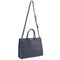 Italian Structured Leather Tote Unisex Computer Bag Handbag - Navy