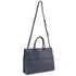 Italian Structured Leather Tote Unisex Computer Bag Handbag - Navy