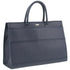 Italian Structured Leather Tote Unisex Computer Bag Handbag - Navy