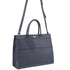 Italian Structured Leather Tote Unisex Computer Bag Handbag - Navy