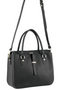 Italian Womens Structured Leather Handbag Ladies Bag - Black