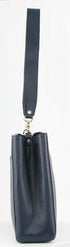 Ladies Italian Structured Leather Cross Body Handbag Bag Womens - Navy