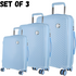 Pierre Cardin Inspired Milleni Hardshell 3-Piece Luggage Bag Set Travel Suitcase - Blue