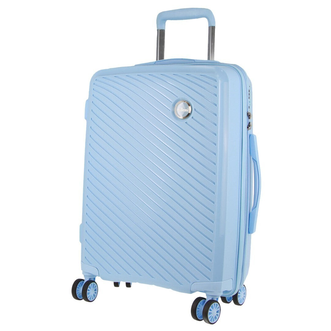 Pierre Cardin Inspired Milleni Cabin Luggage Bag Travel Carry On Suitcase 54cm 39L - Blue