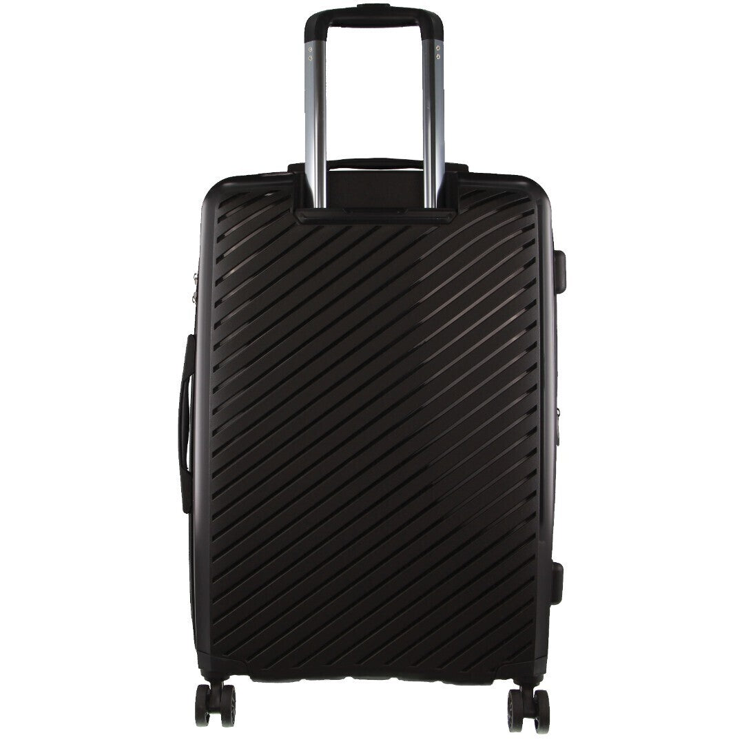 Pierre Cardin Inspired Milleni Checked Luggage Bag Travel Carry On Suitcase 65cm 82.5L - Black