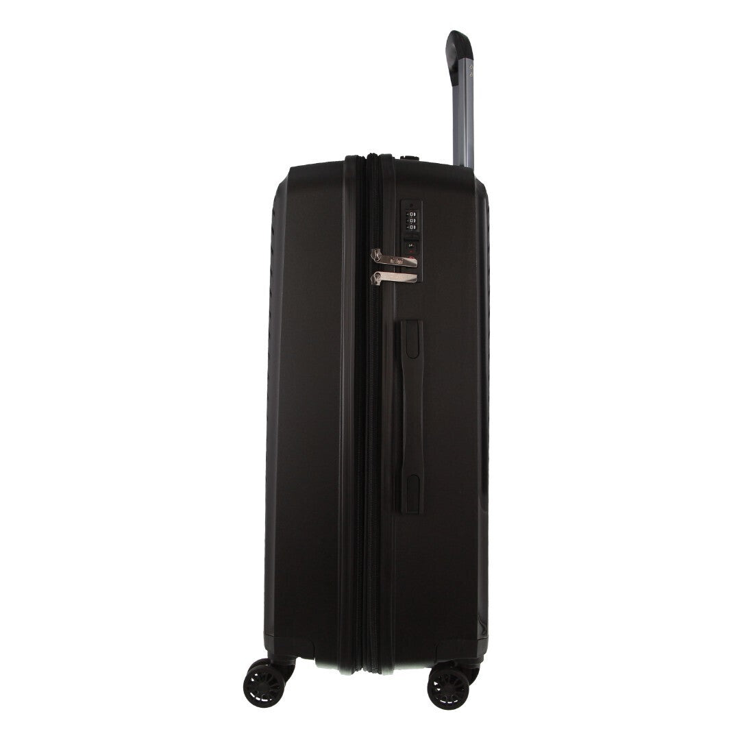 Pierre Cardin Inspired Milleni Checked Luggage Bag Travel Carry On Suitcase 65cm 82.5L - Black
