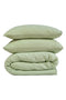 100% Cotton Muslin Super King Duvet Cover Set Green 2 Pillowcases