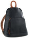 Genuine Italian Leather Soft Nappa Leather Backpack Bag Travel - Black/Cognac
