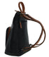 Genuine Italian Leather Soft Nappa Leather Backpack Bag Travel - Black/Cognac