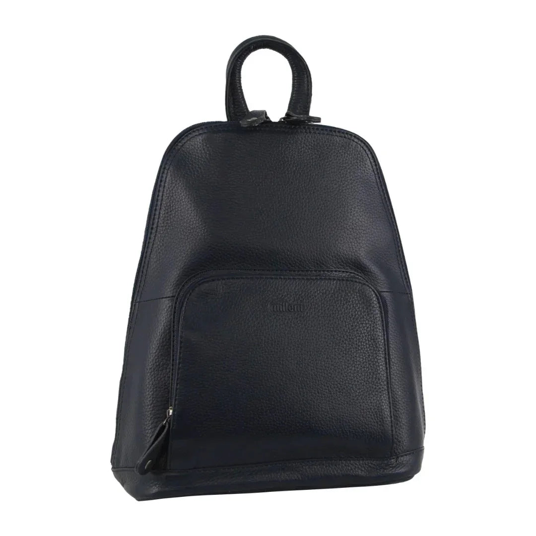 Nappa Leather Backpack – Soft Italian Leather, Multi‑Pocket, Unisex