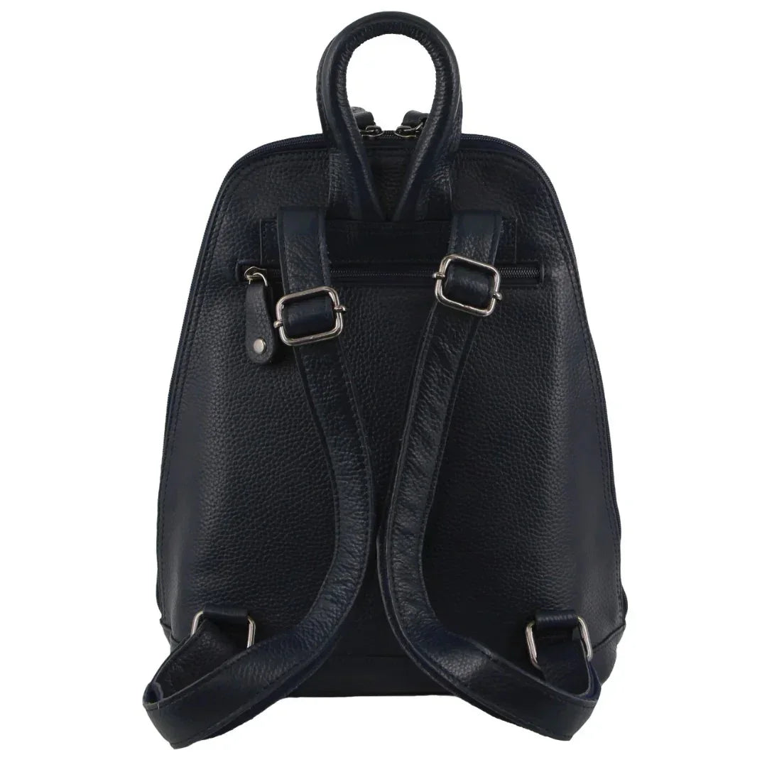 Nappa Leather Backpack – Soft Italian Leather, Multi‑Pocket, Unisex